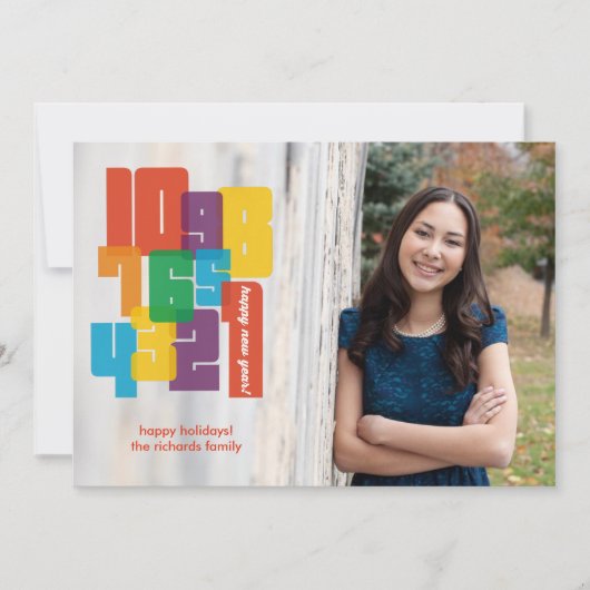 カラフルな新年の写真の休日カード シーズンカード (正面)