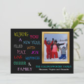 カラフルな新年の挨拶カード フォト付き シーズンカード (スタンド正面)