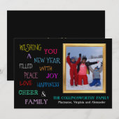 カラフルな新年の挨拶カード　写真付き シーズンカード (正面/裏面)