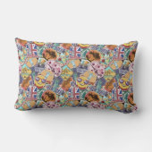 カラフルな旅行ステッカーパターン ランバークッション (裏面)