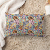 カラフルな旅行ステッカーパターン ランバークッション (ブランケット)