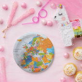 カラフルな旅行地図 ペーパープレート (パーティー)