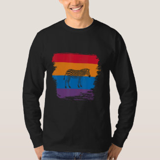カラフルな旗を持つシマウマの影のシルエット Tシャツ