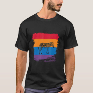 カラフルな旗を持つシマウマの影のシルエット Tシャツ