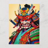 カラフルな日本の武士道 - 強烈なサムライ戦士 ポストカード (正面)