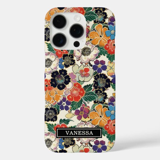カラフルな日本の花のモノグラム Case-Mate iPhoneケース (裏面)