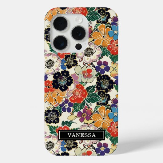 カラフルな日本の花のモノグラム Case-Mate iPhoneケース (裏面)