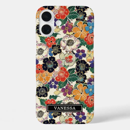 カラフルな日本の花のモノグラム Case-Mate iPhoneケース (裏面)