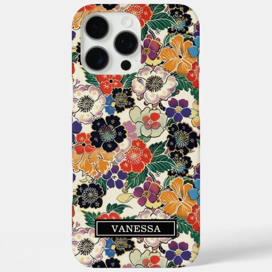 カラフルな日本の花のモノグラム Case-Mate iPhoneケース (裏面)