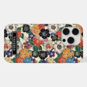 カラフルな日本の花のモノグラム iPhoneケース (裏面横)