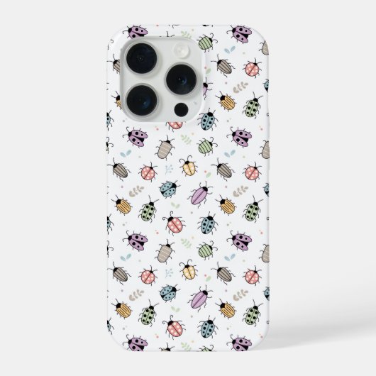 カラフルな昆虫の可愛いパターン iPhoneケース (裏面)