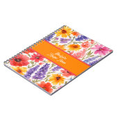 カラフルな明るい夏の花の庭の花のレシピ ノートブック (左側)