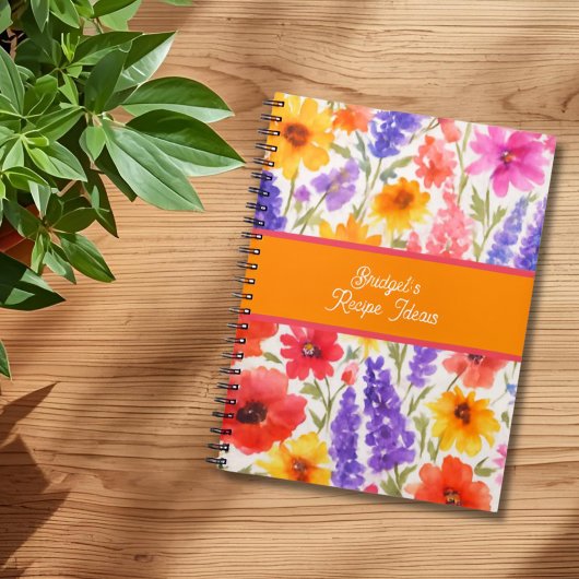 カラフルな明るい夏の花の庭の花のレシピ ノートブック