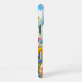 カラフルな明るい野の花のフラワーウォーターカラーアート iPhoneケース (右側面)