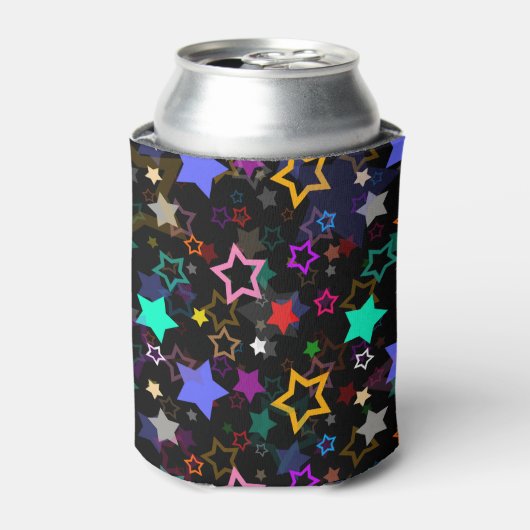 カラフルな星たち ブラック 缶クーラー (缶正面)