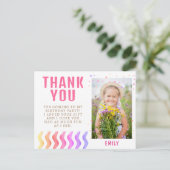 カラフルな星の少女誕生日ありがとう写真 ポストカード (スタンド正面)