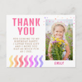 カラフルな星の少女誕生日ありがとう写真 ポストカード (正面)