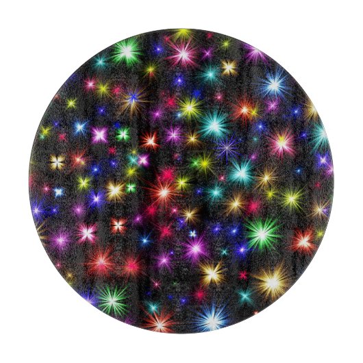 カラフルな星の花火デザイン カッティングボード (正面)