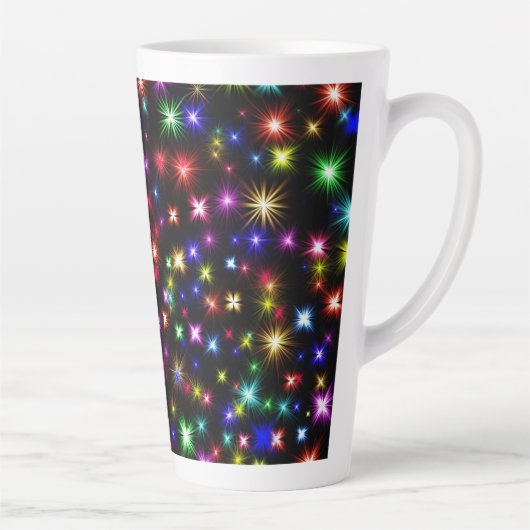 カラフルな星の花火デザイン カフェラテマグ (右)