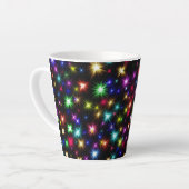 カラフルな星の花火デザイン カフェラテマグ (左アングル)