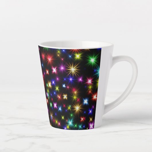 カラフルな星の花火デザイン カフェラテマグ (右)