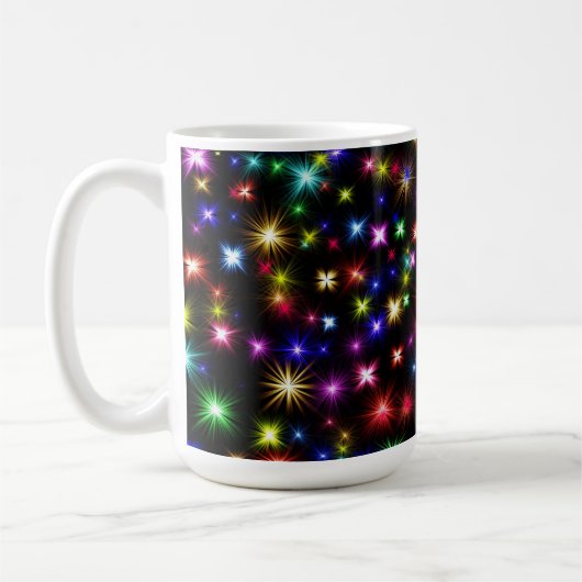 カラフルな星の花火デザイン コーヒーマグカップ (左)