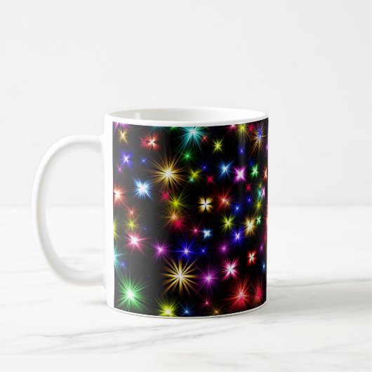 カラフルな星の花火デザイン コーヒーマグカップ (左)