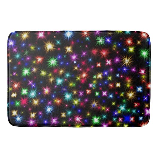カラフルな星の花火デザイン バスマット (正面)