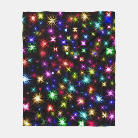 カラフルな星の花火デザイン フリースブランケット (正面)