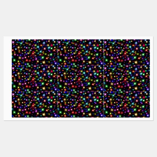 カラフルな星の花火デザイン ラベル (シート)