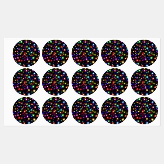 カラフルな星の花火デザイン ラベル (シート)