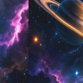 カラフルな星雲 土星 プラ ガラスの宇宙の壁紙 壁紙 (縫い目)