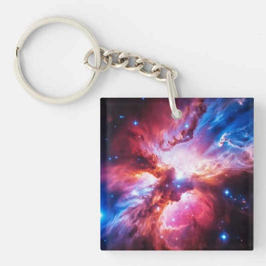 カラフルな星雲 銀河 宇宙 星 コズミック ユニバース キーホルダー (正面)