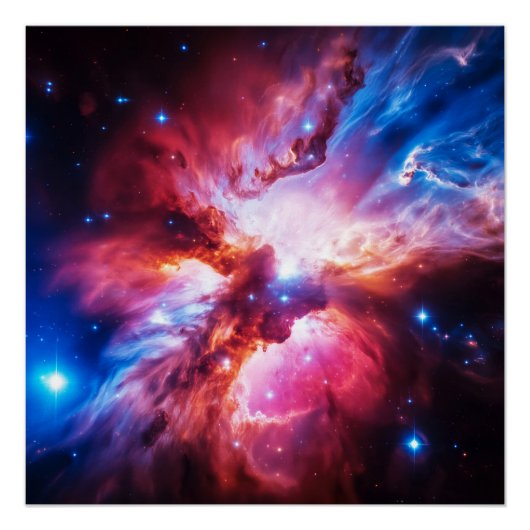 カラフルな星雲 銀河 宇宙 星 コズミック ユニバース ポスター (正面)