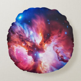 カラフルな星雲 銀河 宇宙 星 コズミック ユニバース ラウンドクッション
