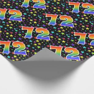 カラフルな星 + レインボーパターン "72" イベント # ラッピングペーパー