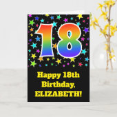 カラフルな星 + 虹パターン"18"誕生日# カード (黄色い花)