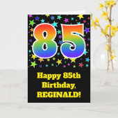 カラフルな星 + 虹パターン"85"誕生日# カード (黄色い花)