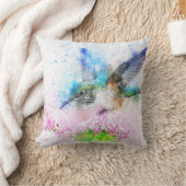 カラフルな春のハチドリの水彩画 クッション (ブランケット)