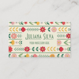 カラフルな春のワイルドフラワーの牧場庭園 名刺