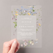 カラフルな春のワイルドフラワーの牧場 ガーデンウェディング アクリル招待状 (インサイチュ (ポータブル))