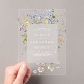 カラフルな春のワイルドフラワーの牧場 ガーデンウェディング アクリル招待状 (インサイチュ (ポータブル))