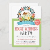 カラフルな春の家の暖まる招待状 招待状 (正面/裏面)
