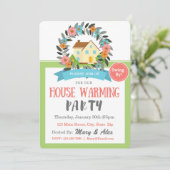 カラフルな春の家の暖まる招待状 招待状 (スタンド正面)