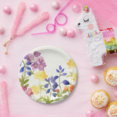 カラフルな春の水彩画の花の紙皿 ペーパープレート (パーティー)