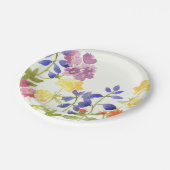 カラフルな春の水彩画の花の紙皿 ペーパープレート (アングル)