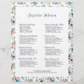 カラフルな春の花が散りばめられたサービスメニュー チラシ (正面)