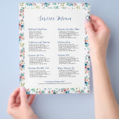 カラフルな春の花が散りばめられたサービスメニュー チラシ (手)