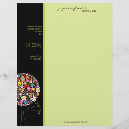 カラフルな春の花が木に咲き誇る - ポップでファンシーなスタイル レターヘッド (正面)