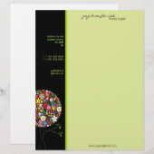 カラフルな春の花が木に咲き誇る - ポップでファンシーなスタイル レターヘッド (正面/裏面)